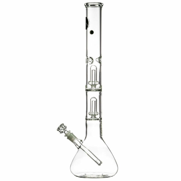 Shop LA Pipes 20” 5mm Thick Double Showerhead Perc Beaker Bong in australian