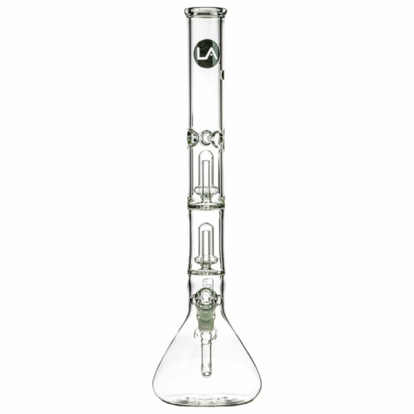 Shop LA Pipes 20” 5mm Thick Double Showerhead Perc Beaker Bong in australian