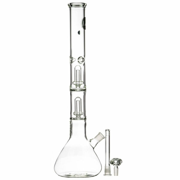 Shop LA Pipes 20” 5mm Thick Double Showerhead Perc Beaker Bong in australian