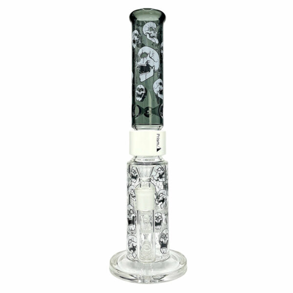Shop Prism Pipes 15” Skull Honeycomb Perc Straight Tube Bong in australian